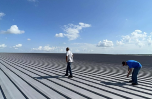 Commercial standing seam metal roof.